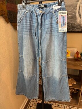 Rewash Light Blue Wide-Leg Patchwork Jeans